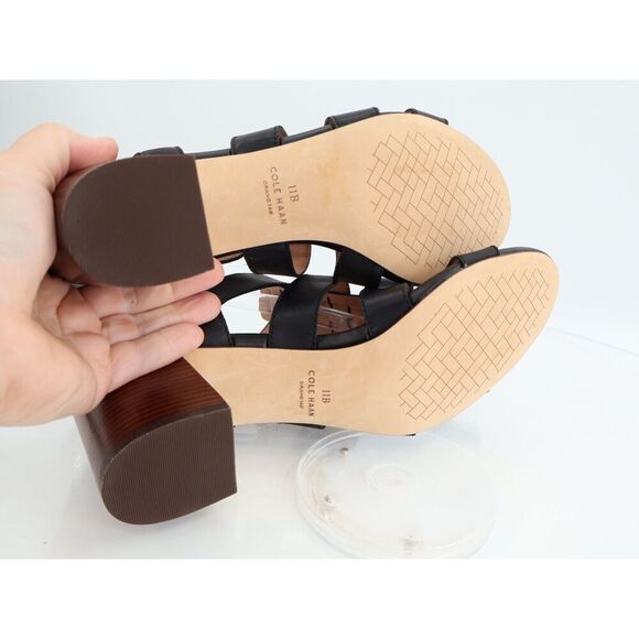 Cole Haan Womens Josie Fisherman Sandals Black Leather Caged Block Heel 11B - Picture 7 of 11